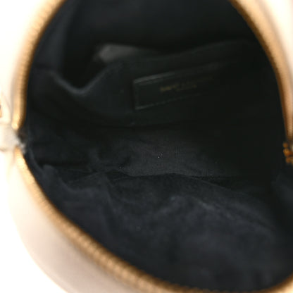 Saint Laurent Grain De Poudre Matelasse Chevron Quilted Round Vinyle Camera Bag Crema Soft 5 of 12