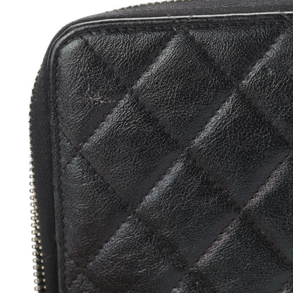 Chanel Calfskin Quilted Large Zip Around Organizer Wallet Black 13 of 16