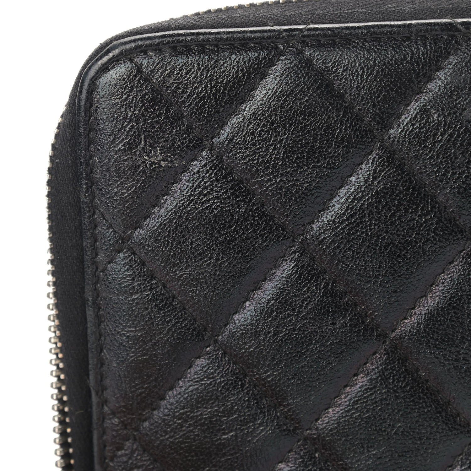 Chanel Calfskin Quilted Large Zip Around Organizer Wallet Black 13 of 16