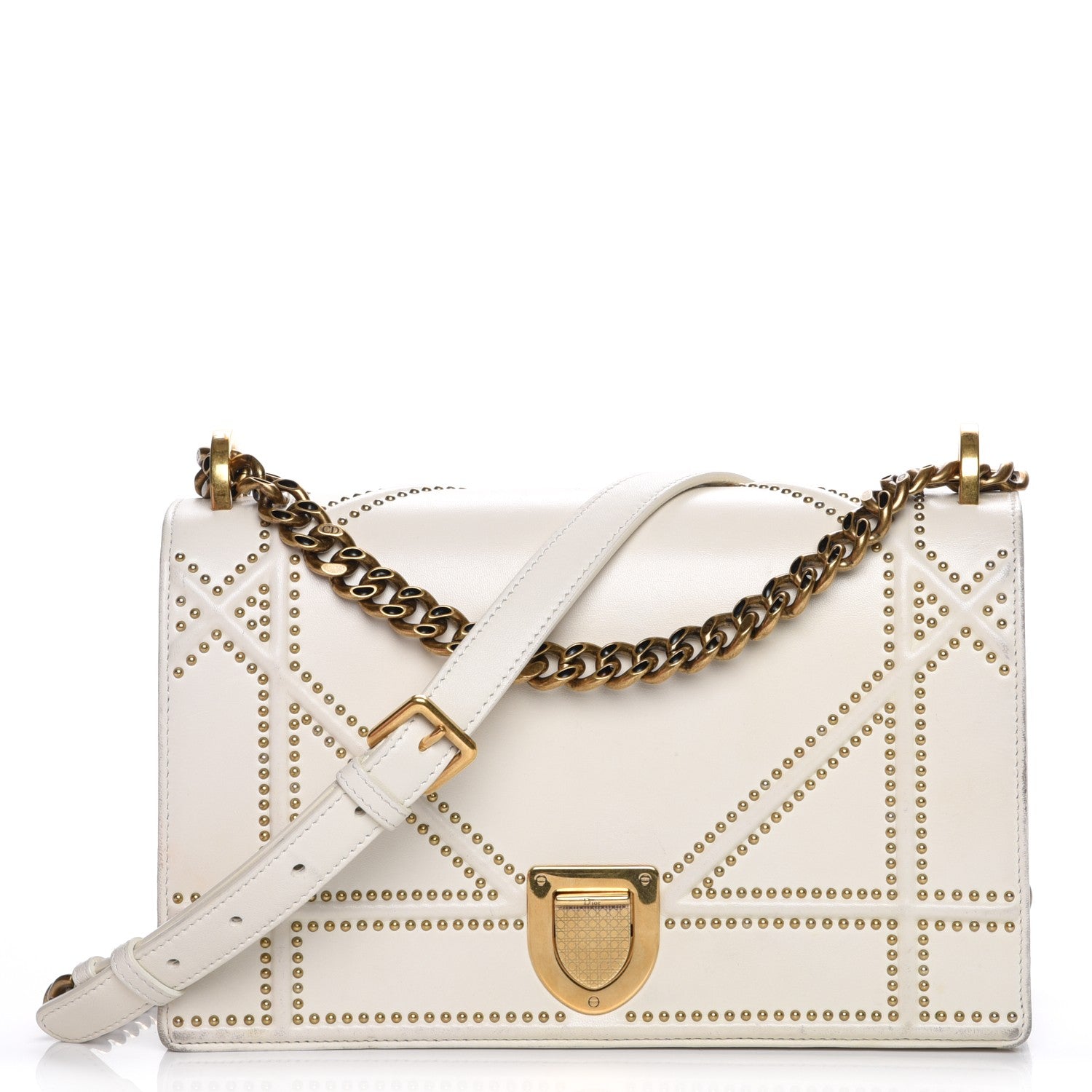 Christian Dior Lambskin Studded Medium Diorama Flap Bag Latte 1 of 24