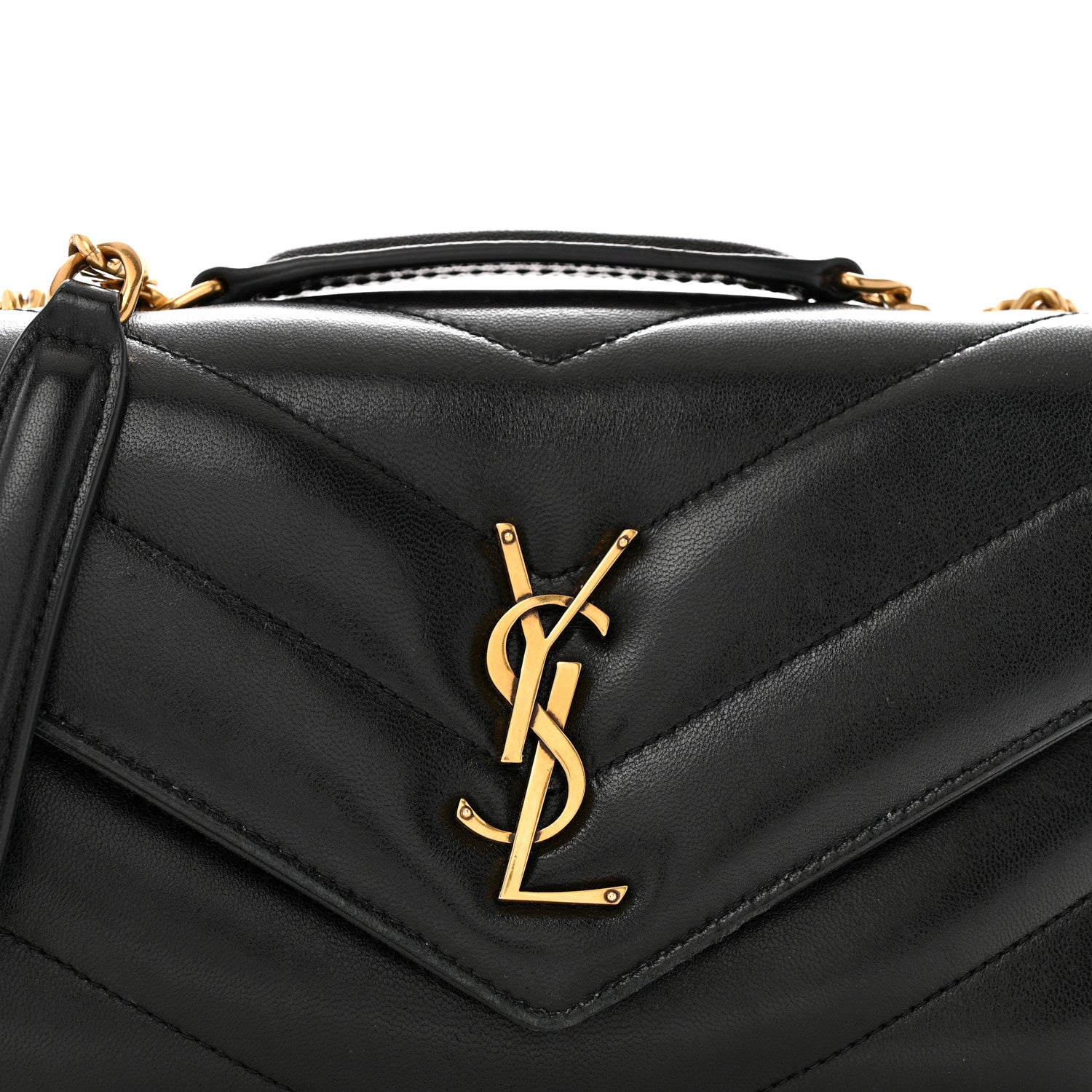 Saint Laurent Lambskin Chevron Quilted Small Loulou Black 9 of 14