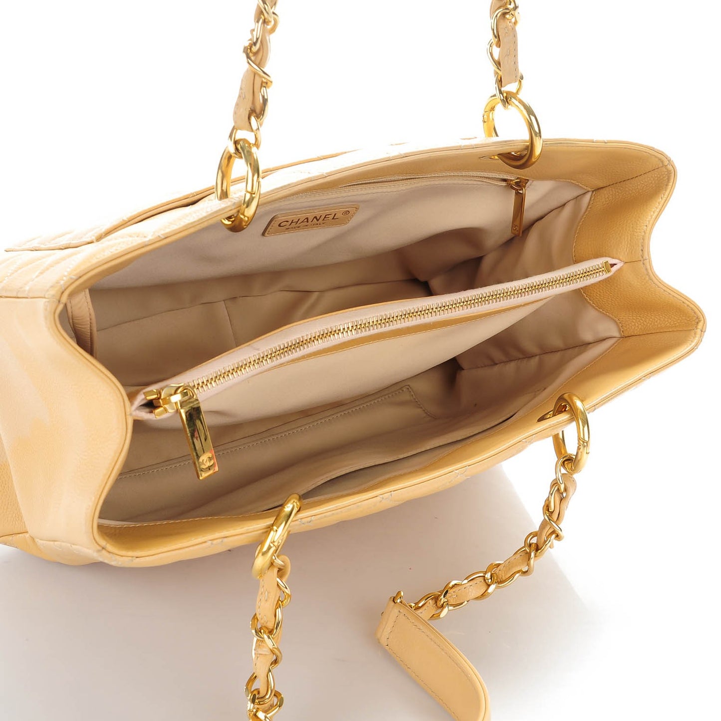 Caviar Quilted Grand Shopping Tote GST Beige