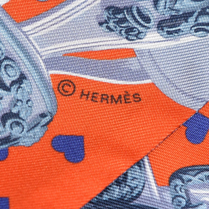 Hermes Silk Brides de Gala Love Twilly Orange Gris Bleuete Saumon 3 of 4
