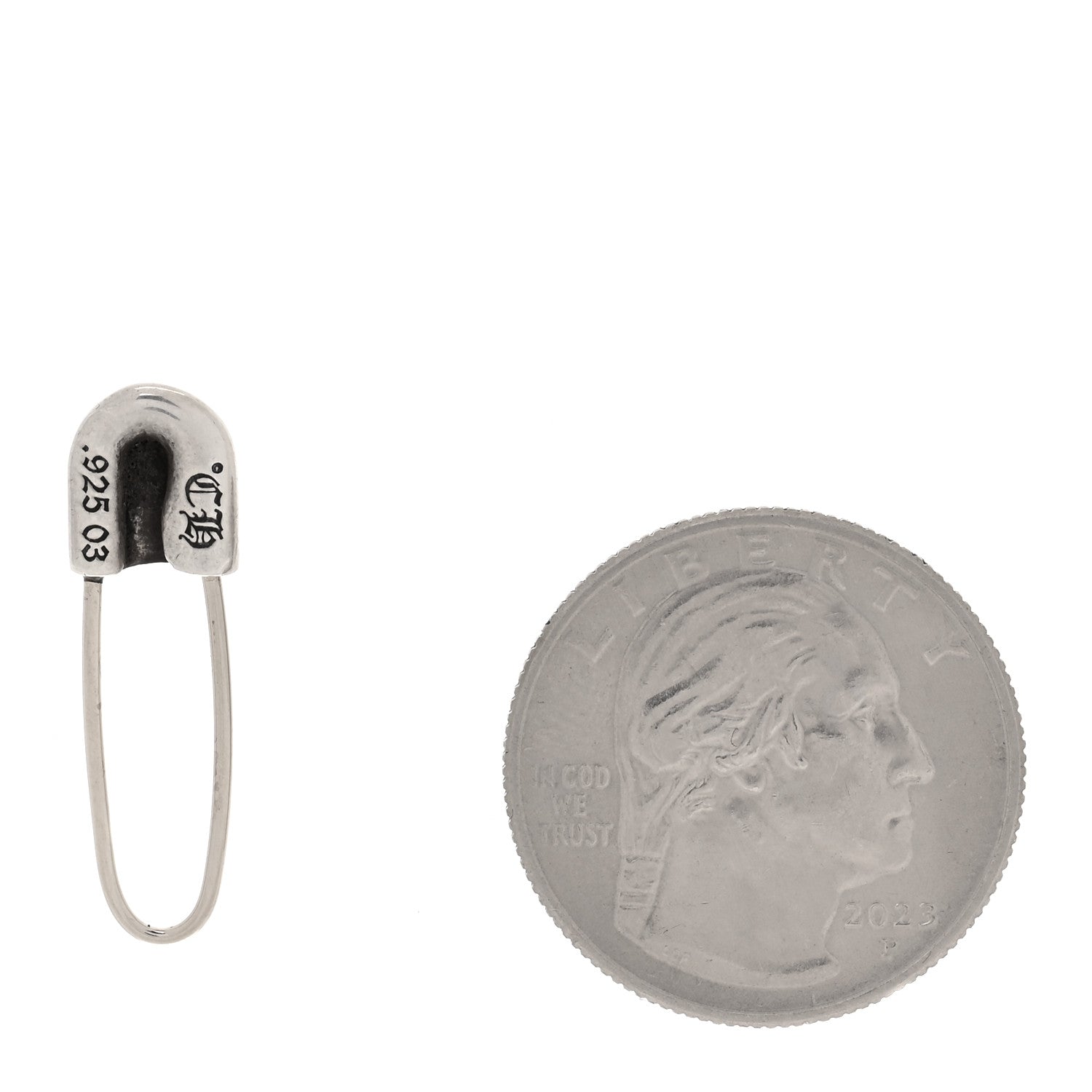 Chrome Hearts Sterling Silver 14K White Gold Safety Pin Single Earring 2 of 3