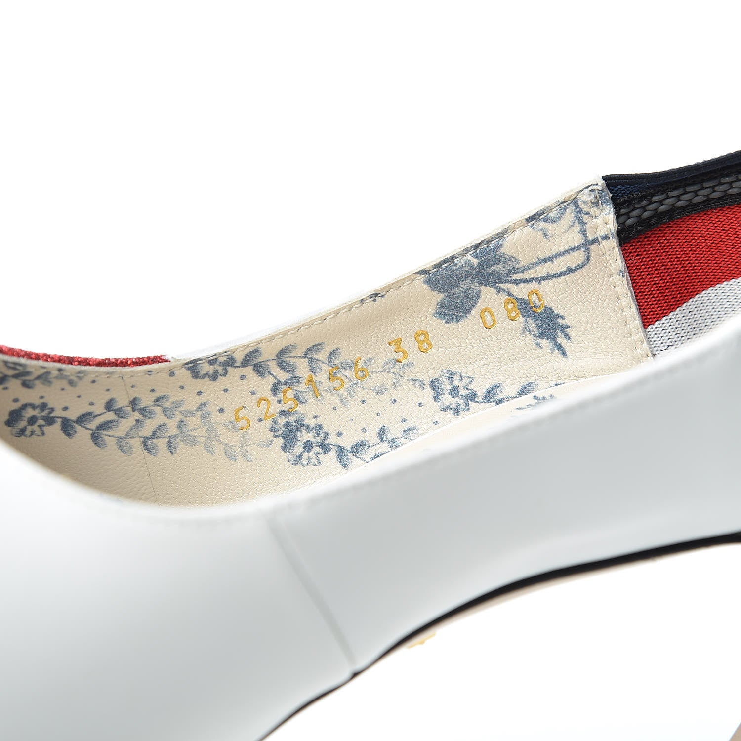 Gucci Calfskin Glitter Web High Heel Slingback Pumps 38 White 8 of 9