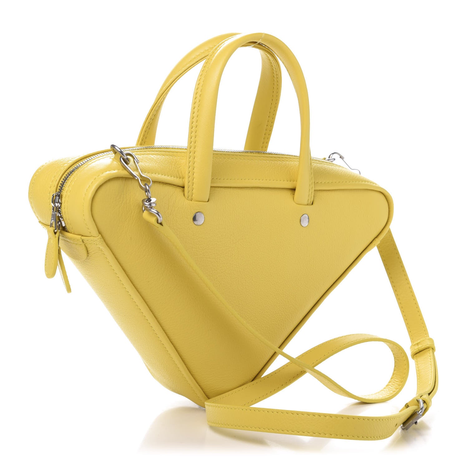 Balenciaga Shiny Day Calfskin Logo XS Triangle Duffle Jaune Black 3 of 11