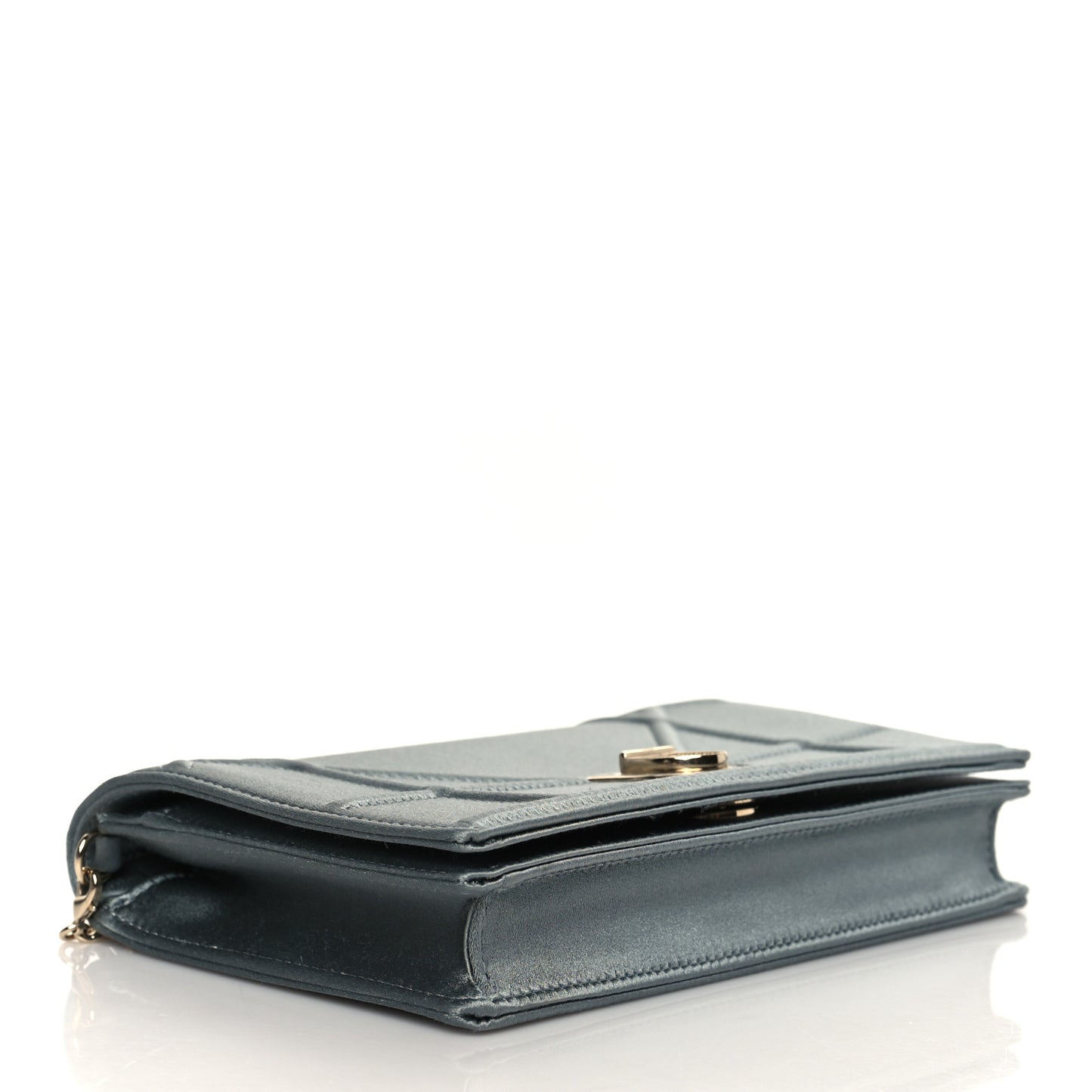 Satin Diorama Wallet on Chain Pouch Blue Gray