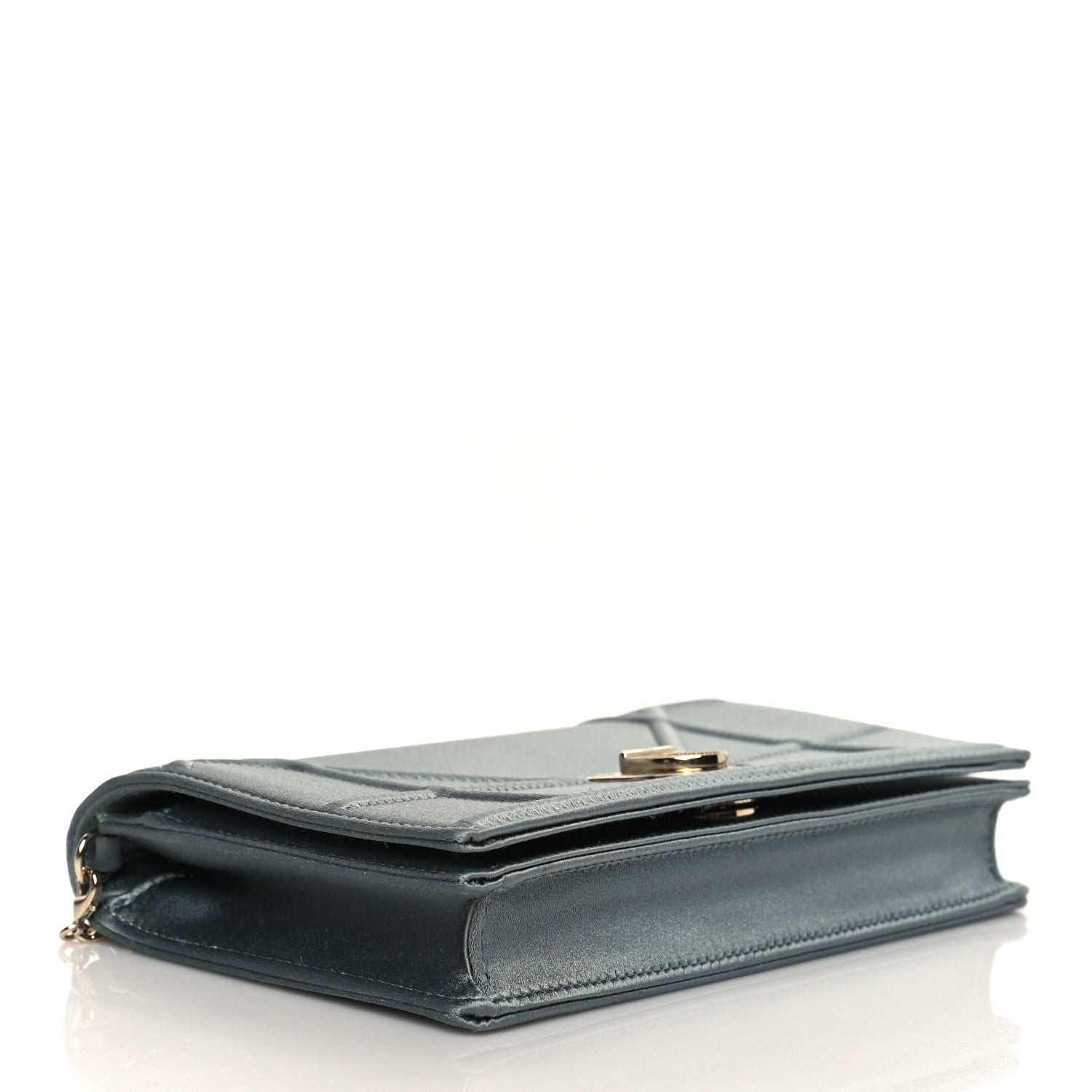 Christian Dior Satin Diorama Wallet on Chain Pouch Blue Gray 4 of 9