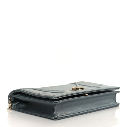 Christian Dior Satin Diorama Wallet on Chain Pouch Blue Gray 4 of 9
