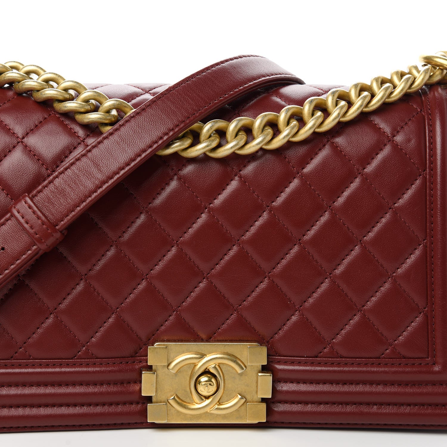 Chanel Lambskin Quilted Medium Boy Flap Burgundy 10 of 11
