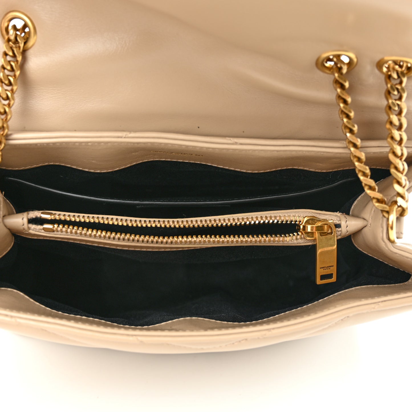 Calfskin Y Quilted Monogram Small Loulou Chain Satchel Dark Beige