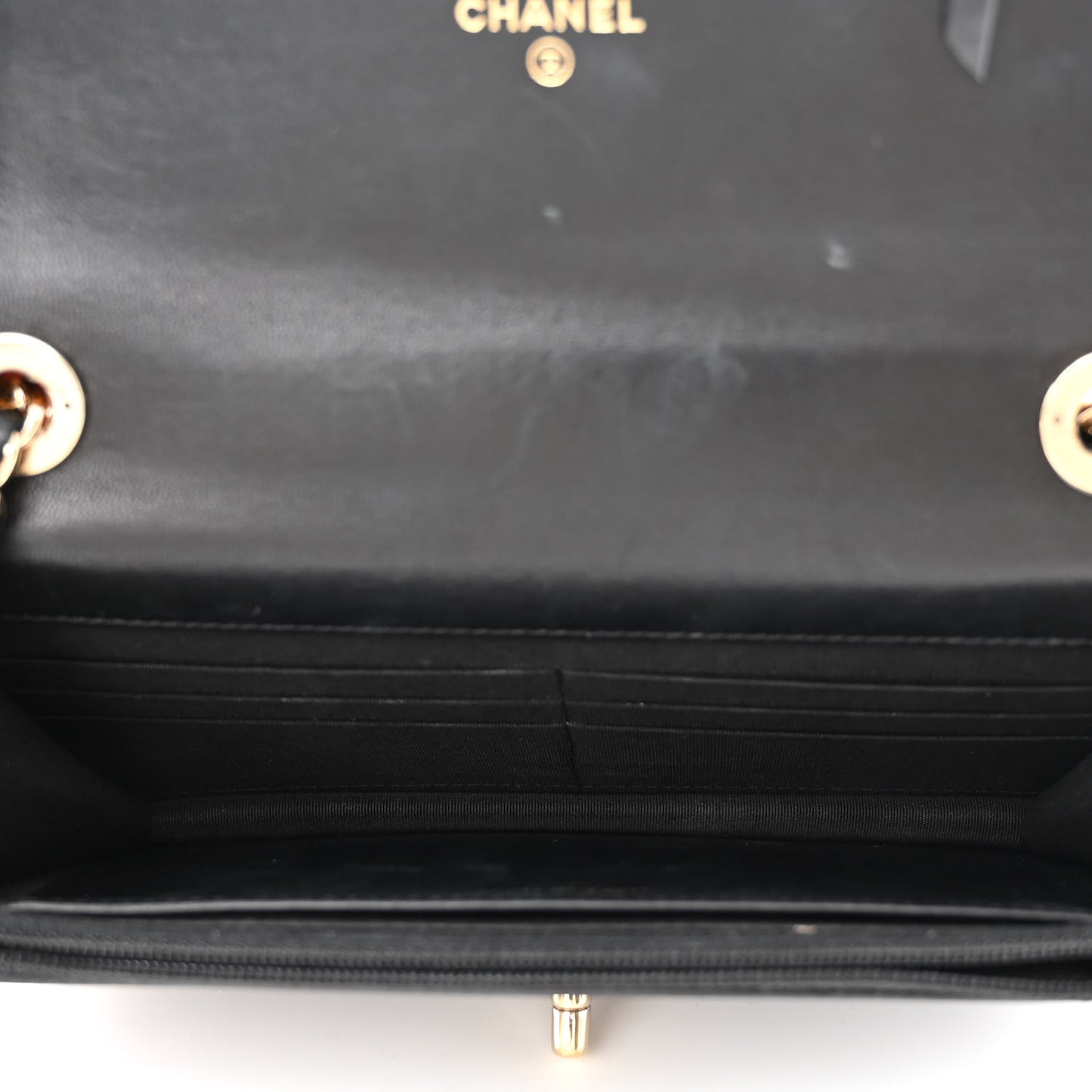 Lambskin Quilted Trendy CC Wallet On Chain WOC Black