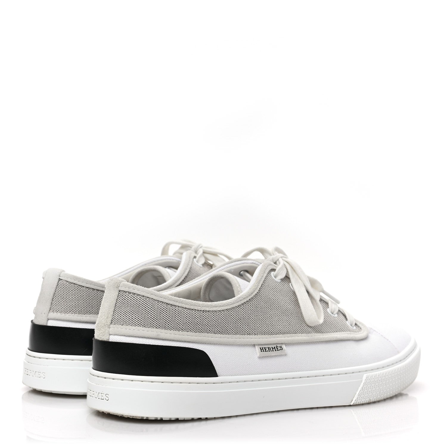 Hermes Canvas Goatskin Mens Envy Sneakers 40 Prunoir Blanc 4 of 8