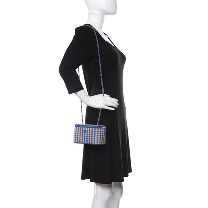 Chanel Raffia Jute Striped Small Vanity Case With Chain Blue Beige 2 of 11