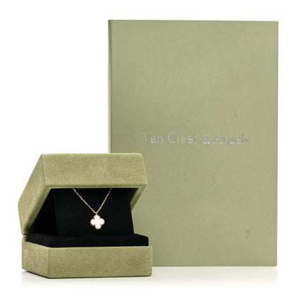Van Cleef & Arpels 18K Yellow Gold Mother of Pearl Sweet Alhambra Pendant Necklace 5 of 5