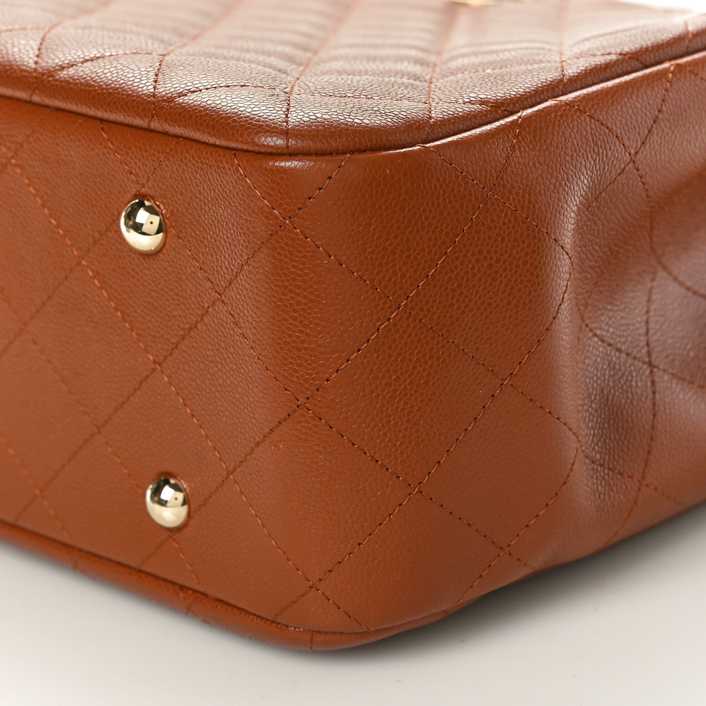 Caviar Quilted Large Shopping Tote Dark Beige