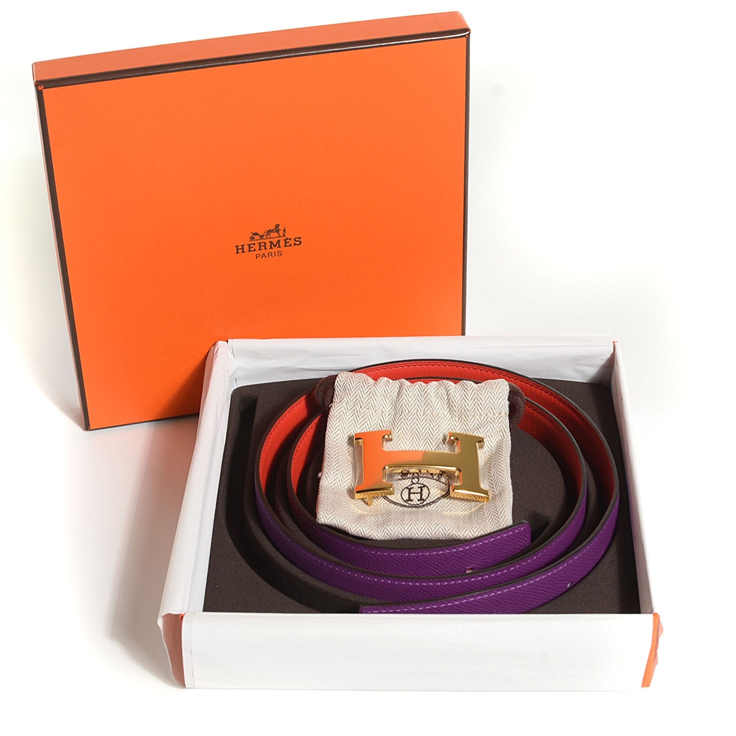 Hermes Epsom Swift 32mm H Belt 85 Anemone Capucine 7 of 8