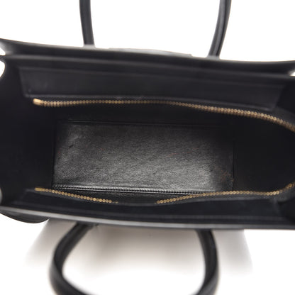 Celine Bullhide Calfskin Nubuck Bi-Color Nano Luggage Black White 5 of 9