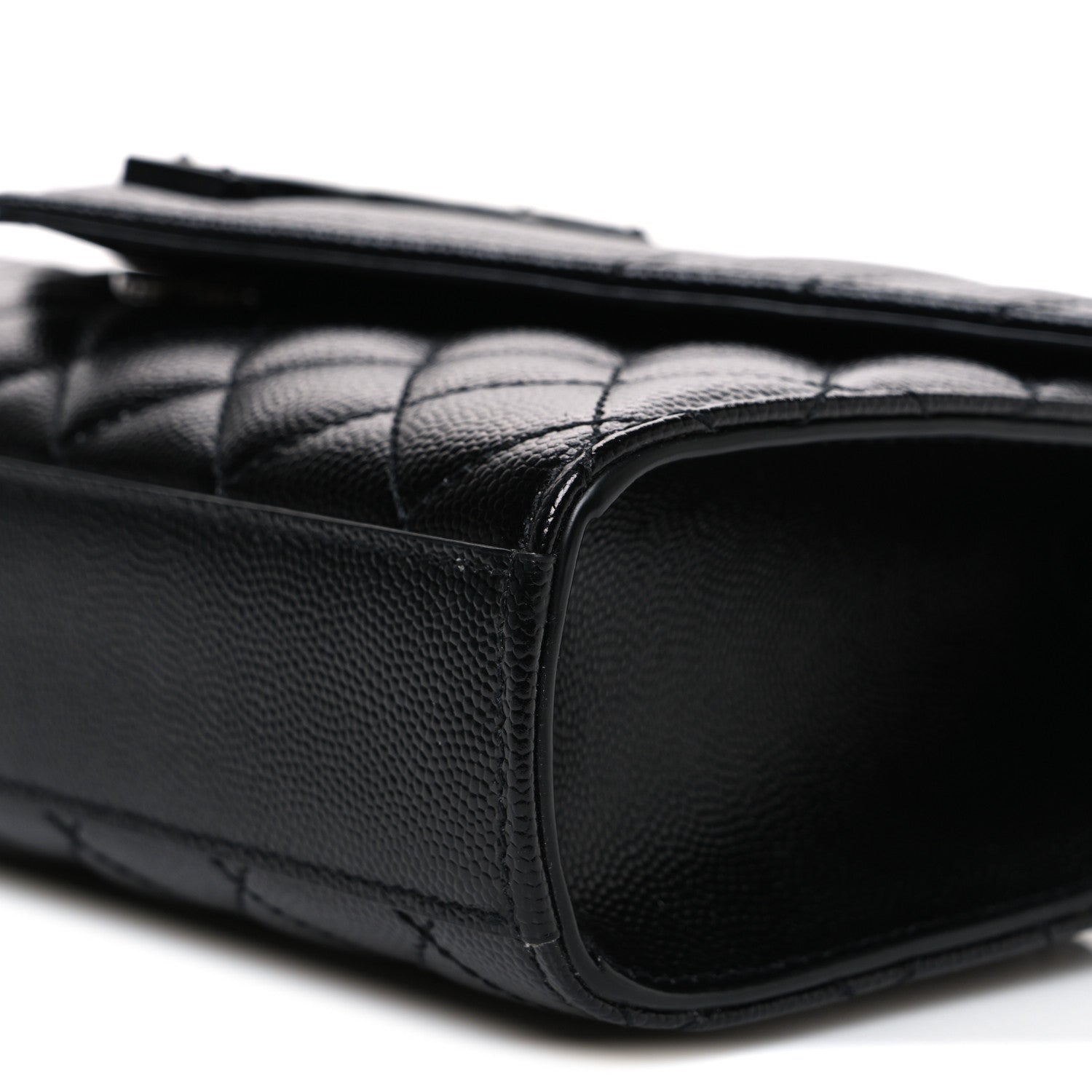 Saint Laurent Grain De Poudre Textured Mixed Matelasse Triquilt Small Monogram Monochrome Satchel Black 8 of 8