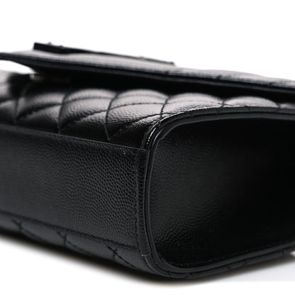 Saint Laurent Grain De Poudre Textured Mixed Matelasse Triquilt Small Monogram Monochrome Satchel Black 8 of 8