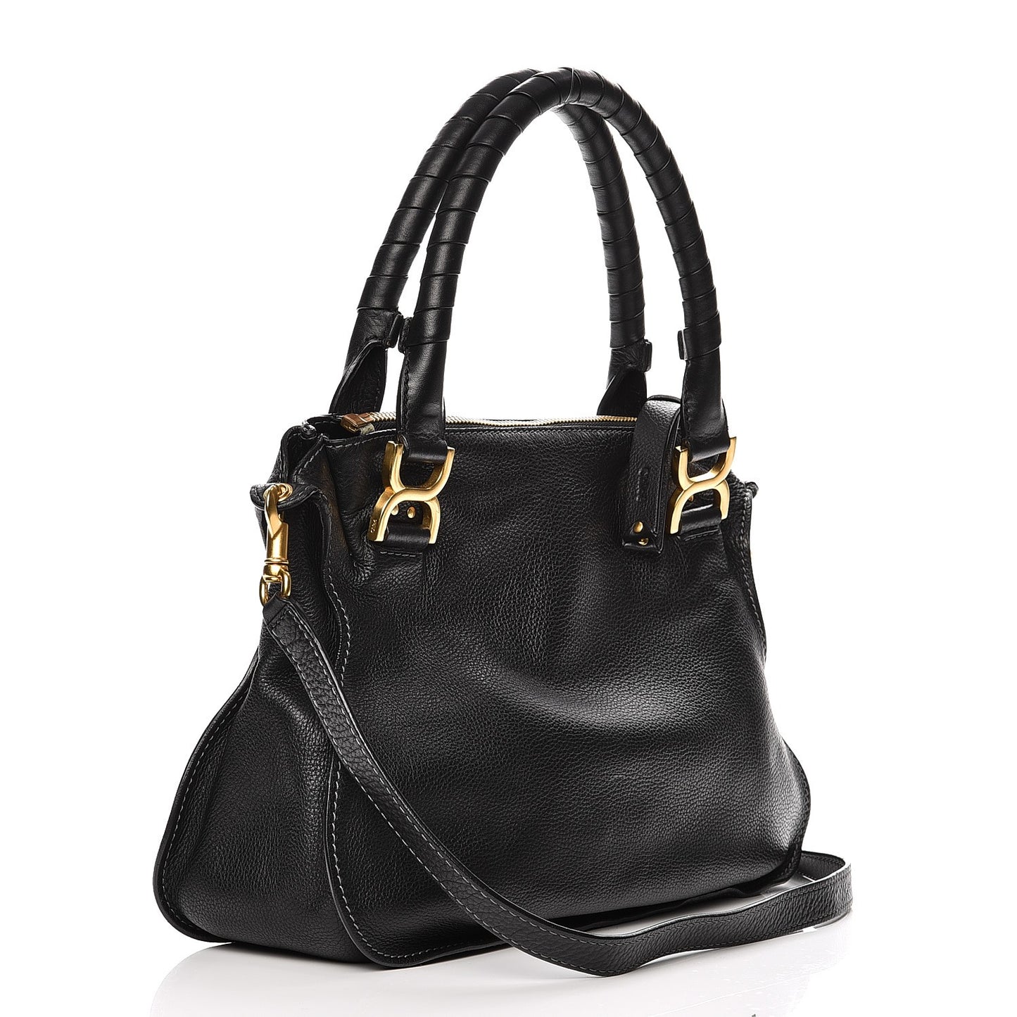 Calfskin Medium Marcie Satchel Black