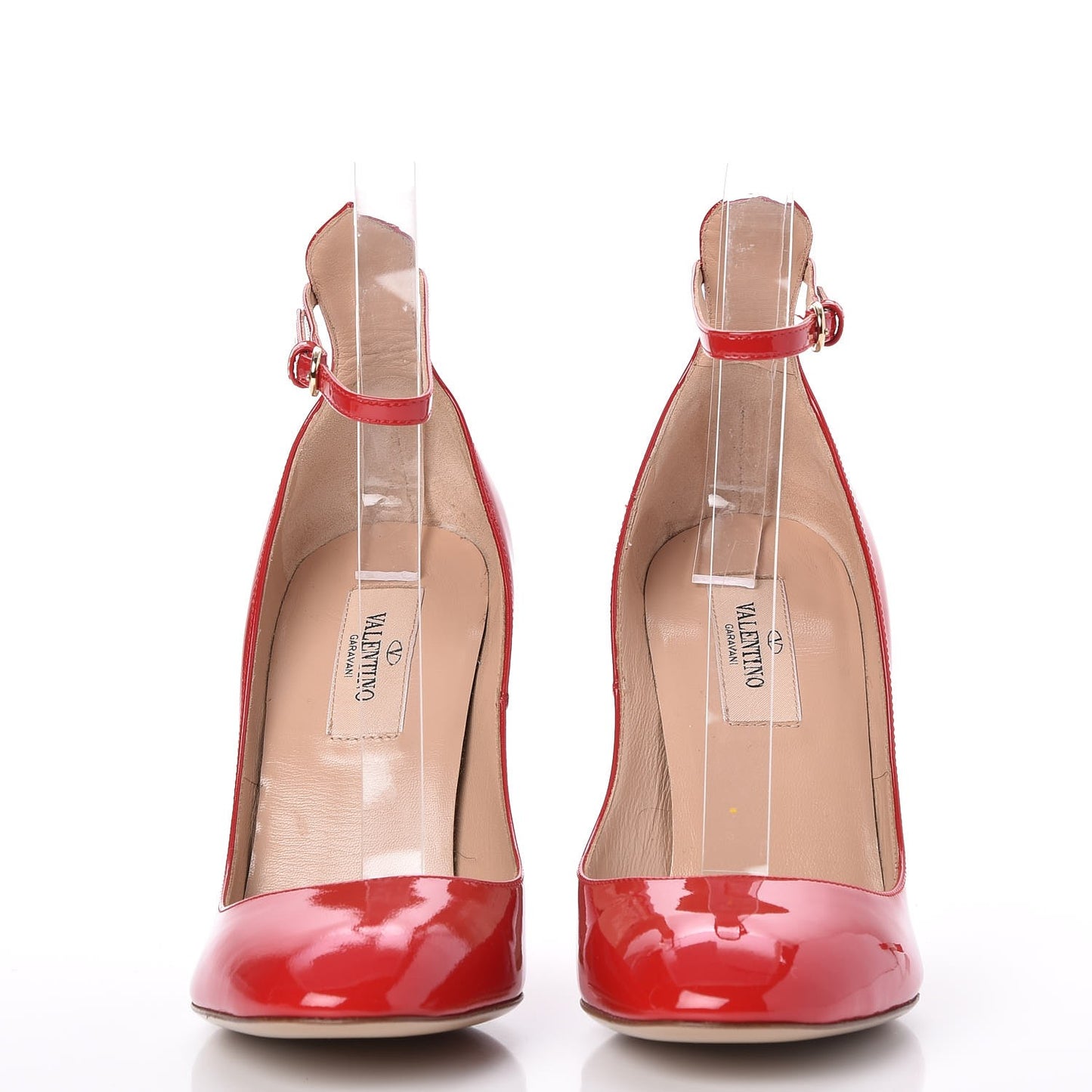 Patent Tan-Go Mary Jane Ankle Strap 100mm Pumps 36.5 Rosso Valentino