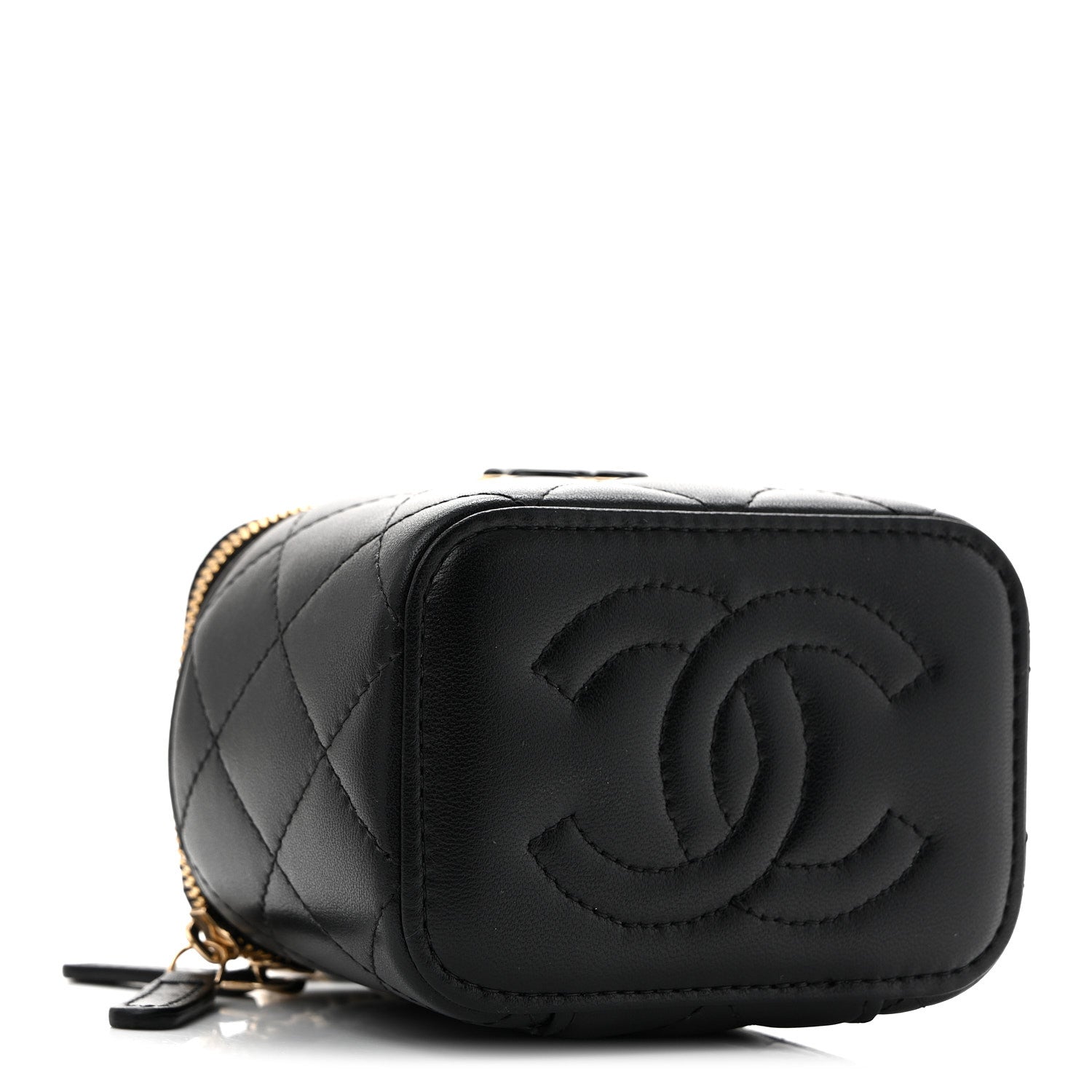 Chanel Lambskin Quilted Mini Enamel Vanity Case With Chain Black 4 of 11