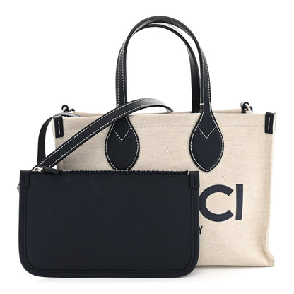 Gucci Canvas Calfskin Logo Print Medium Tote Bag Navy 3 of 12