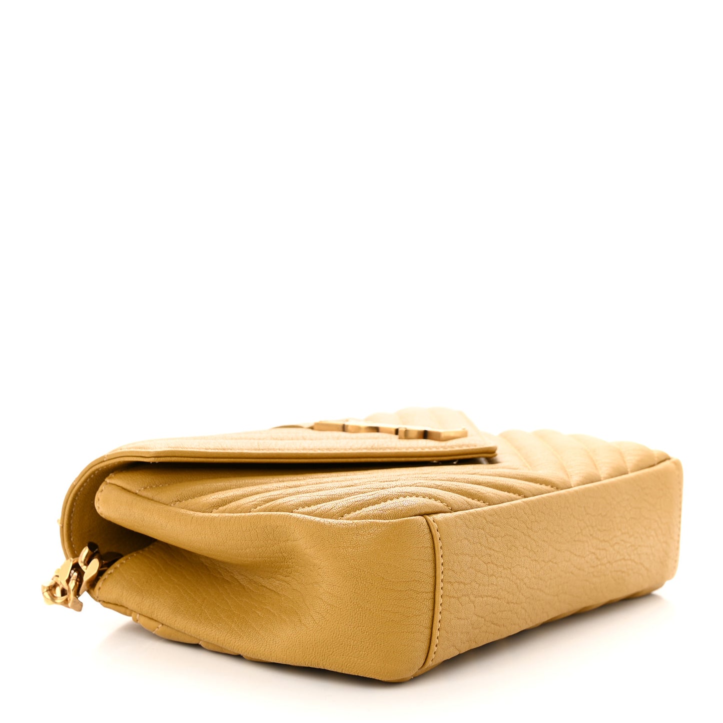 Sheepskin Matelasse Chevron Monogram Medium College Bag Olive