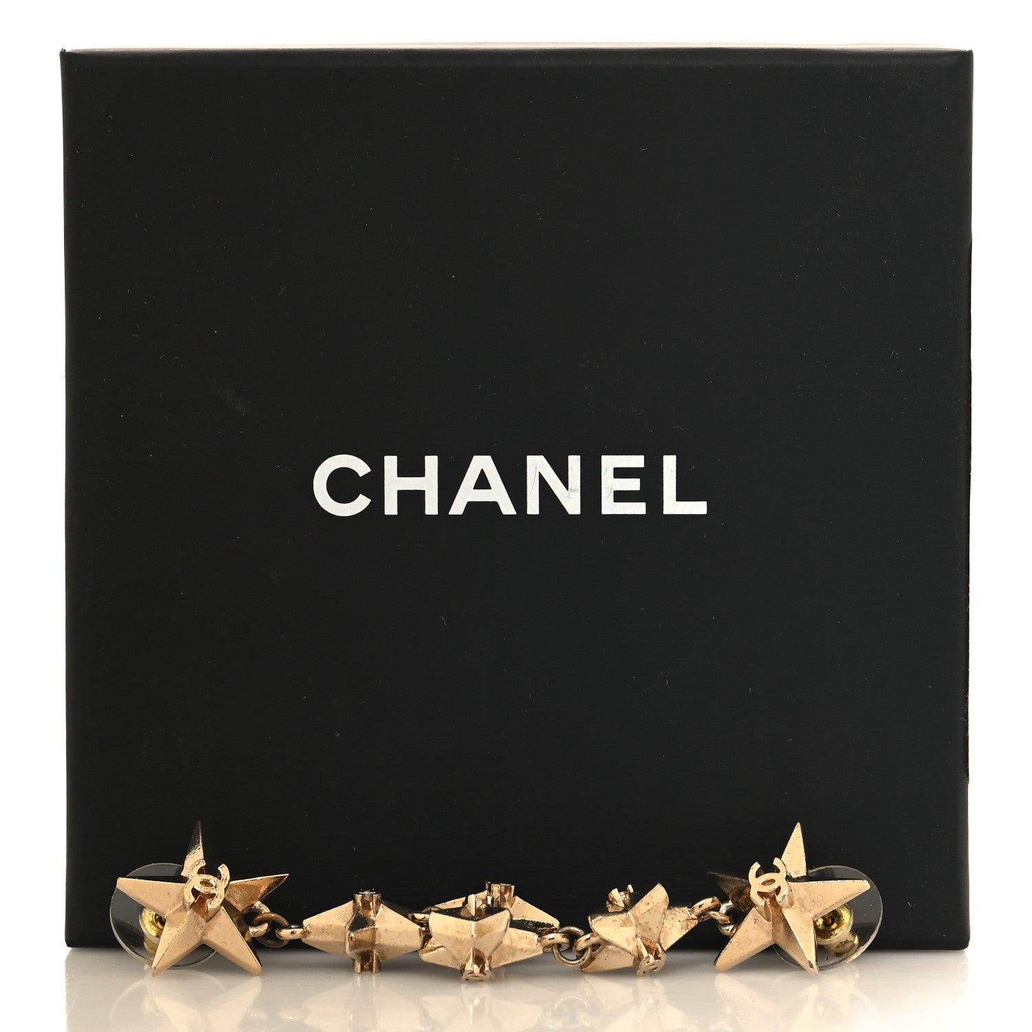 Chanel Metal CC Triple Star Drop Earrings Gold 5 of 5