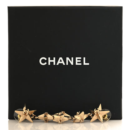 Chanel Metal CC Triple Star Drop Earrings Gold 5 of 5