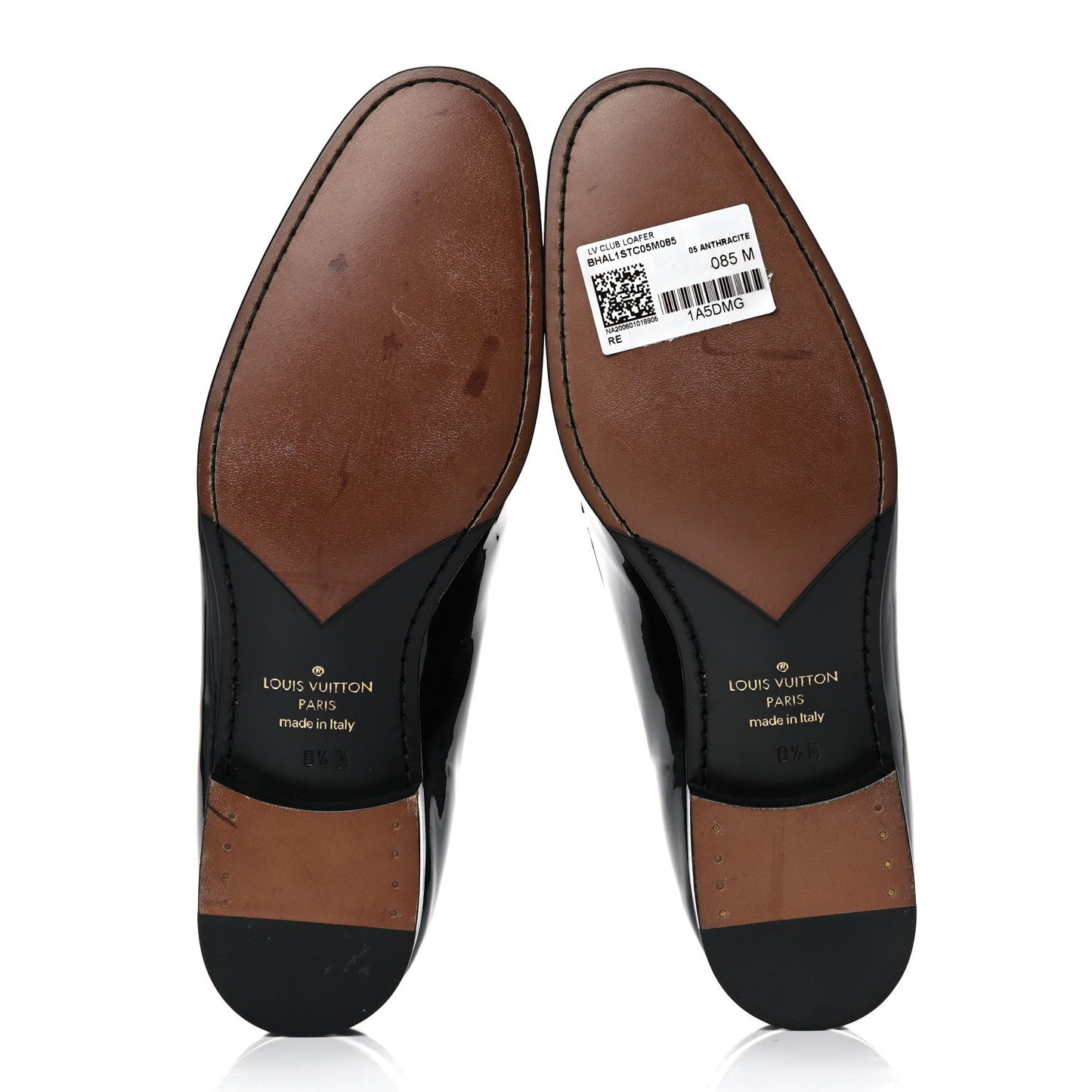 Patent Monogram Mens Club Loafers 8.5 Anthracite