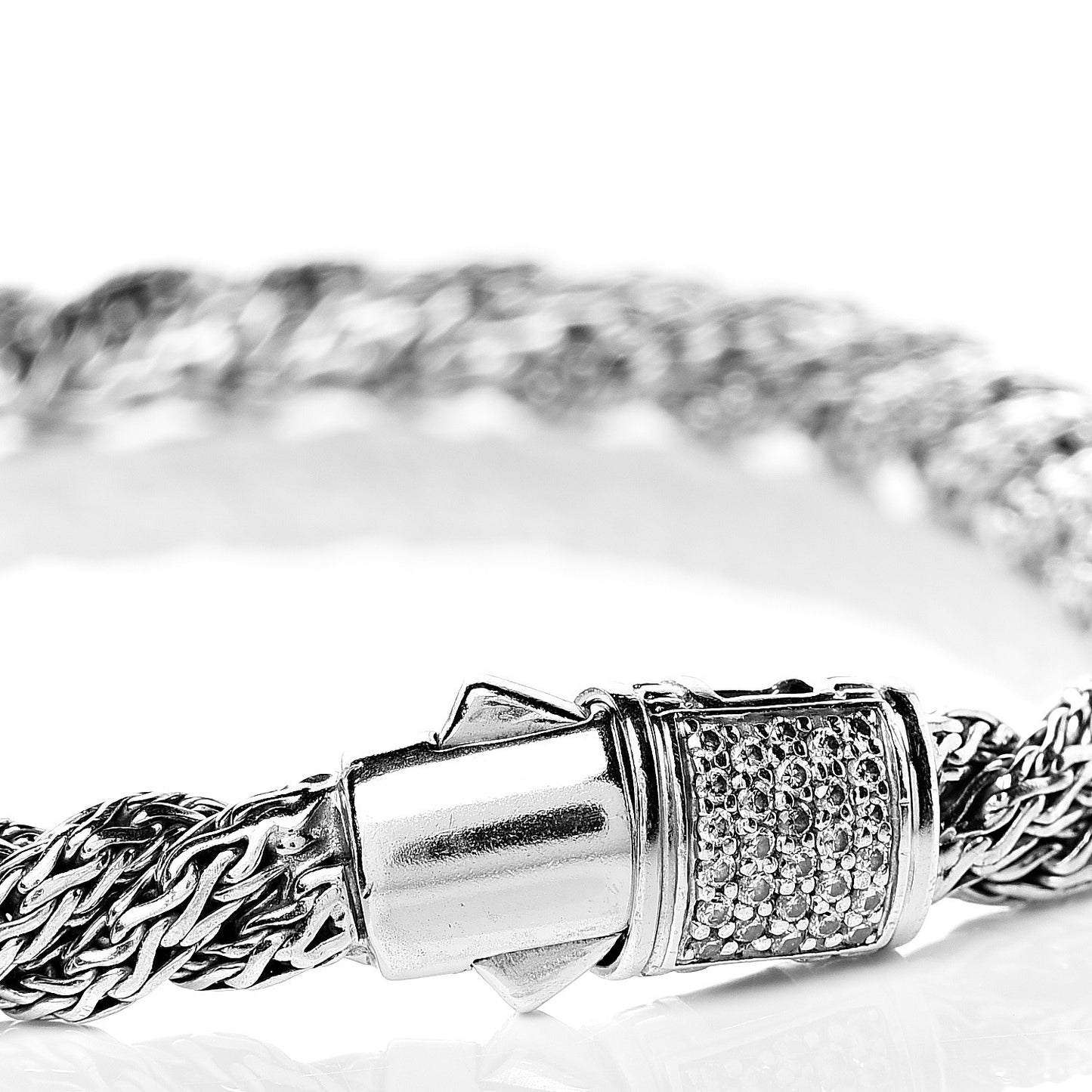 Sterling Silver Diamond 5.5mm Twisted Chain Bracelet
