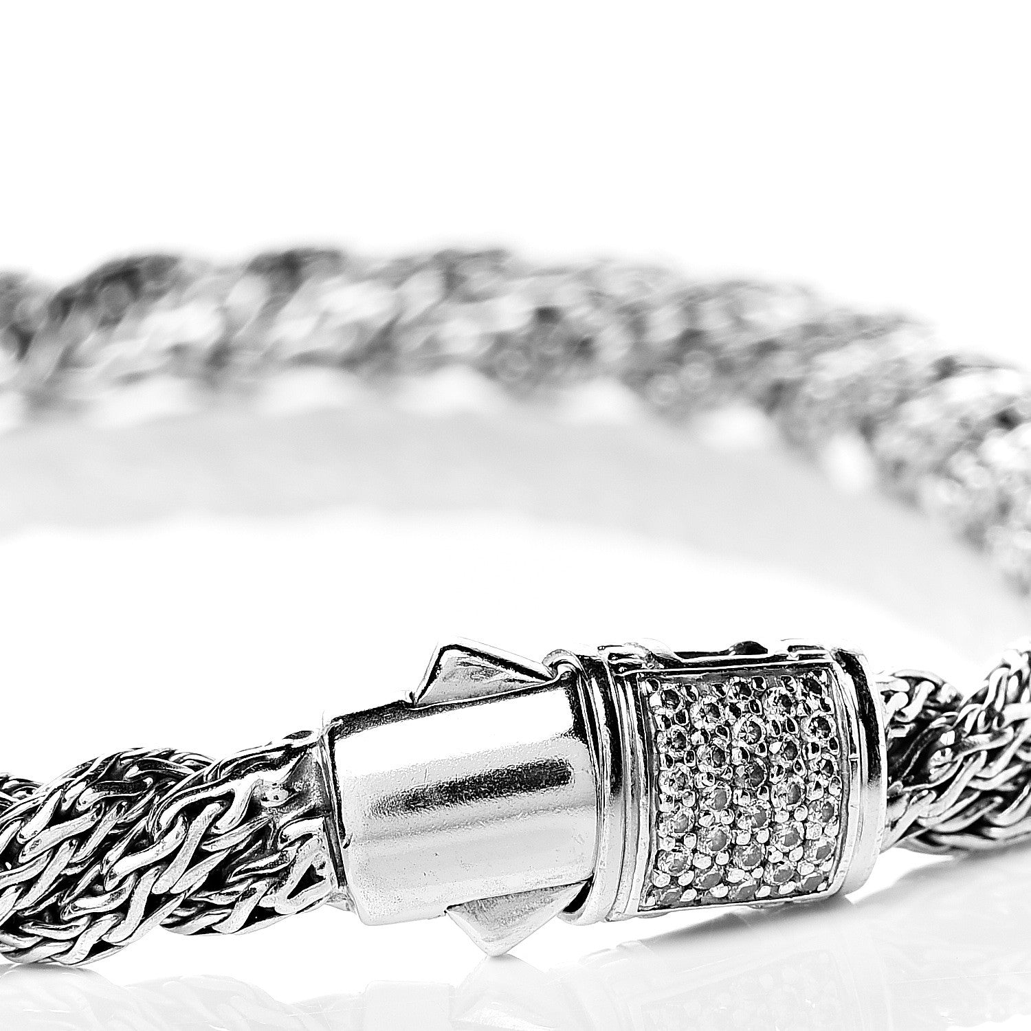 John Hardy Sterling Silver Diamond 5.5mm Twisted Chain Bracelet 6 of 6