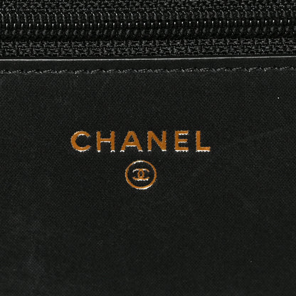 Chanel Snakeskin Iridescent Calfskin Wallet On Chain WOC Gold Black 6 of 8