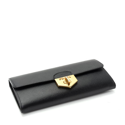 Prada Saffiano Long Flap Wallet Black 5 of 9