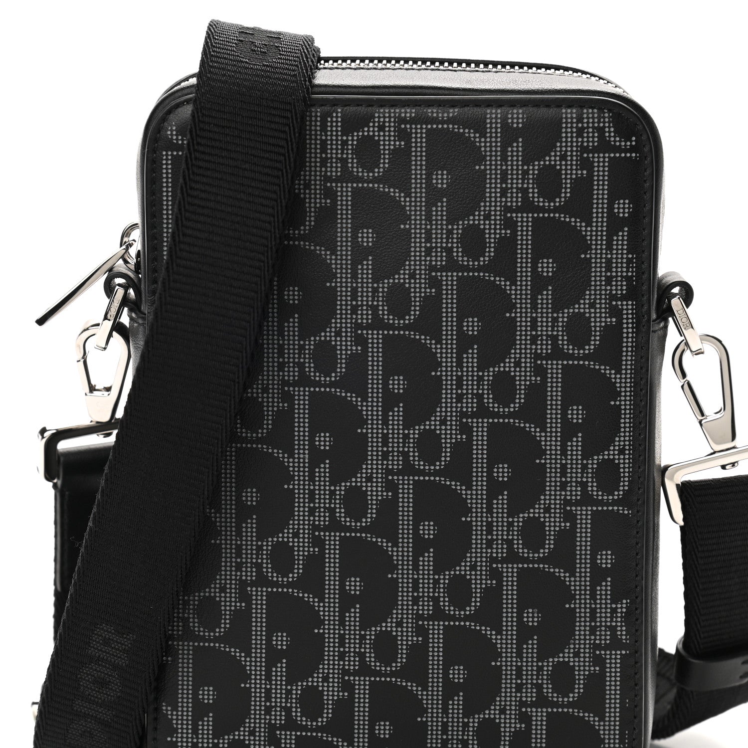 Christian Dior Calfskin Oblique Galaxy Perforated World Tour Messenger Pouch Black 8 of 11
