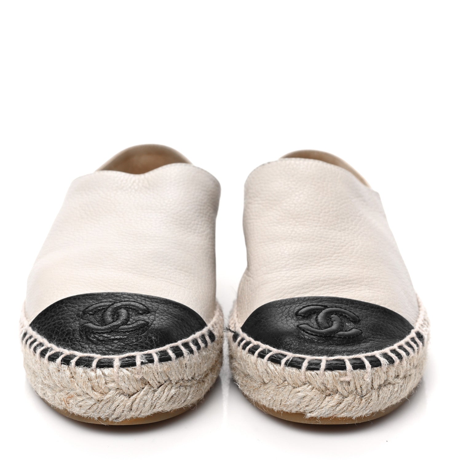 Chanel Grained Calfskin CC Espadrilles 37 Beige Black 2 of 7