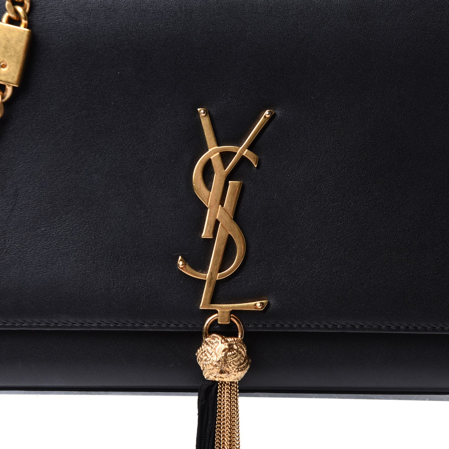Smooth Calfskin Medium Classic Monogram Kate Tassel Satchel Black