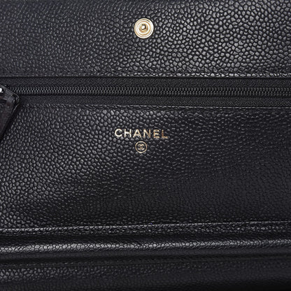 Chanel Caviar Quilted Boy Wallet On Chain WOC Black 6 of 10
