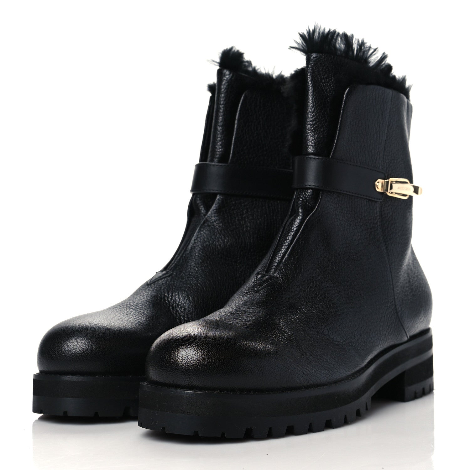 Jimmy Choo Calfskin Fur Boots 39.5 Black 3 of 7
