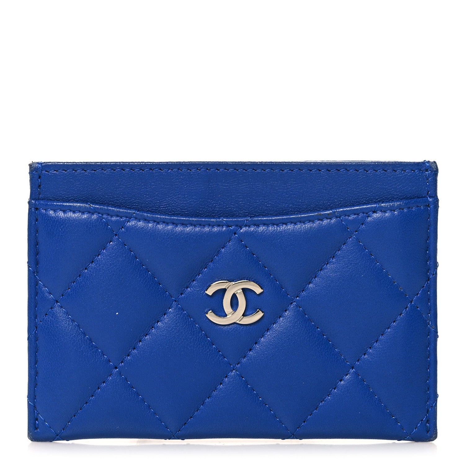 Chanel Lambskin Quilted Card Holder Blue 1 of 8