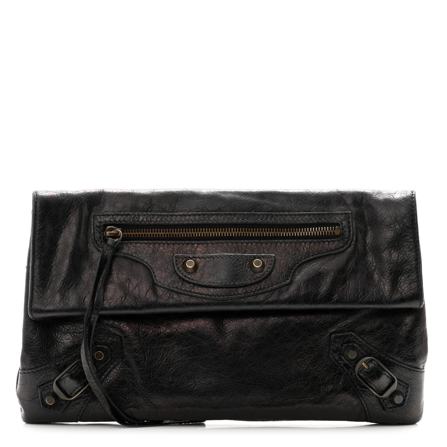 Agneau Classic Hardware Envelope Clutch Black