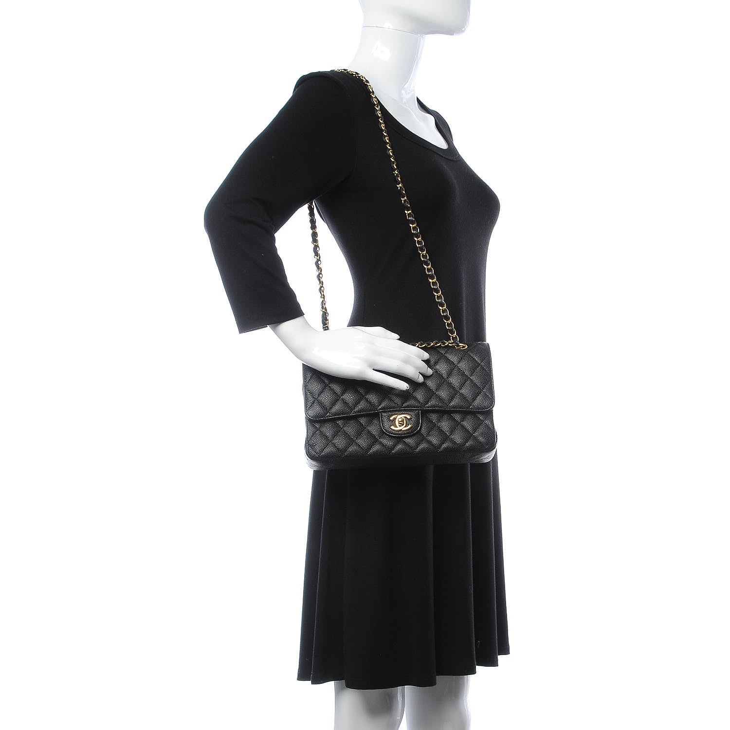 Chanel Caviar Quilted Medium Double Flap Black 2 of 9