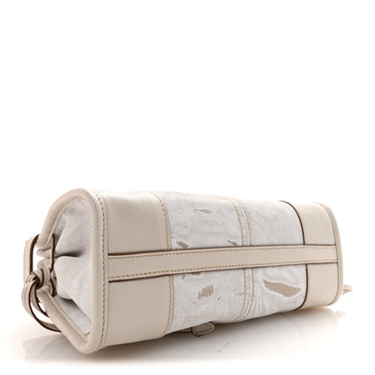 Prada Linen Calfskin Triangle Mini Bonnie Hand Bag White 4 of 9