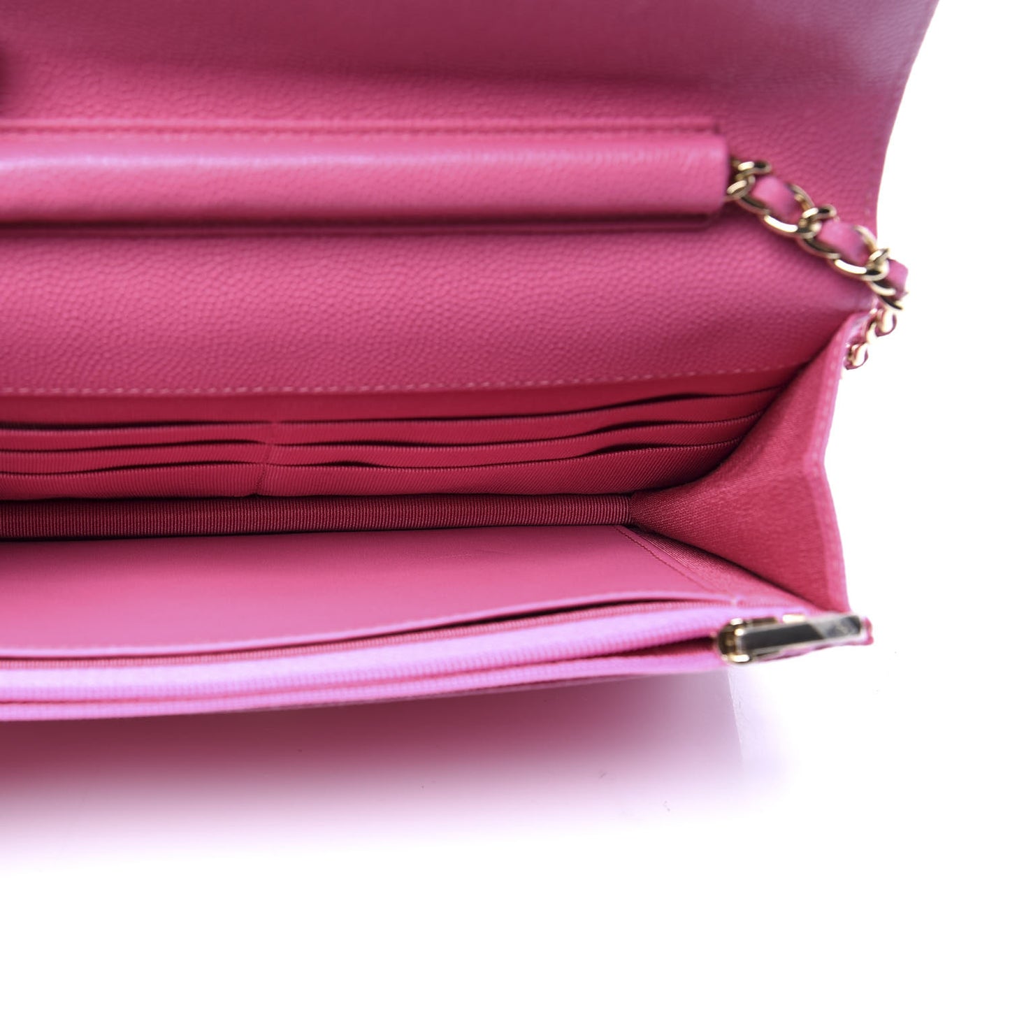 Caviar Quilted Wallet on Chain WOC Pink