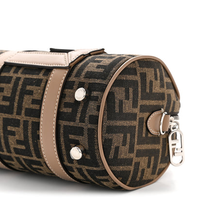 Fendi Recycled Fabric Jacquard Vitello Grace FF 1974 Mini O'Lock Bowling Bag Tobacco Moro Sand 10 of 11