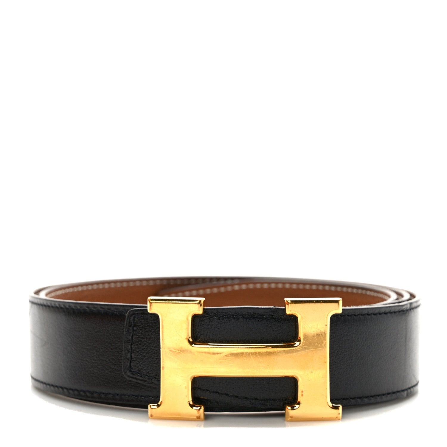 Hermes Box Togo 32mm H Belt 90 36 Black Gold 1 of 4