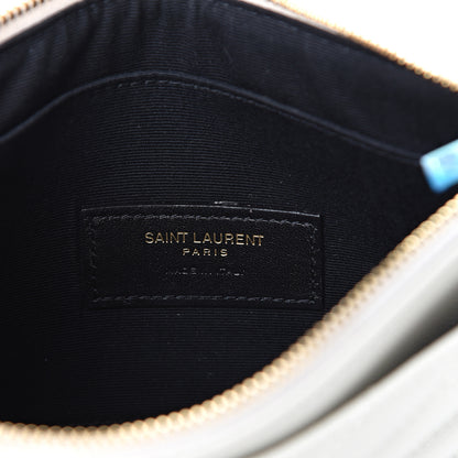Saint Laurent Grain De Poudre Chevron Monogram Bill Pouch Crema Soft 5 of 8