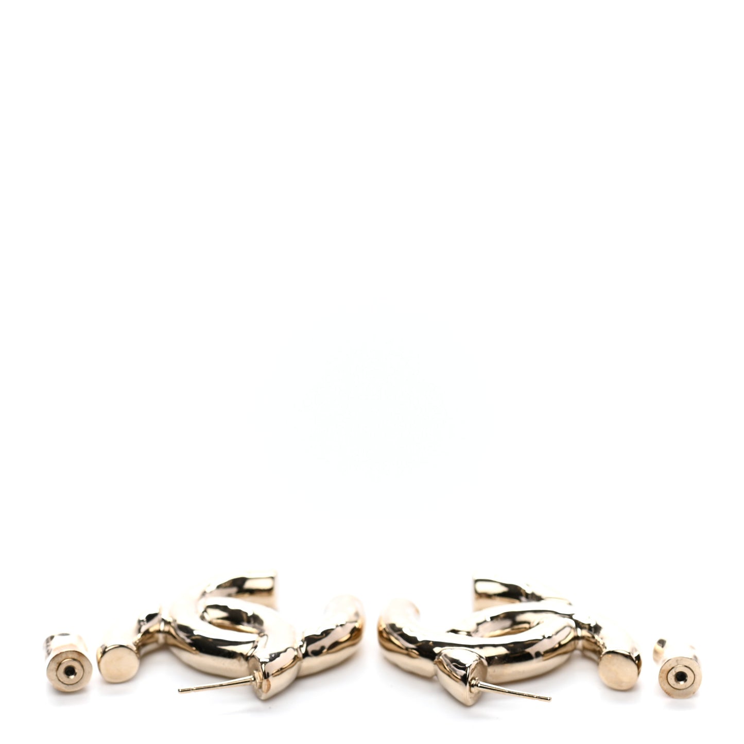 Metal Large CC Earrings Light Gold